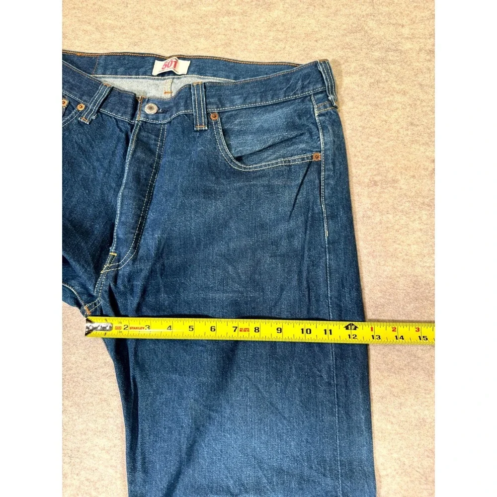 Levis 501 Original Fit Jeans Men 36x32 Blue Denim Cotton Button Fly Straight Leg
